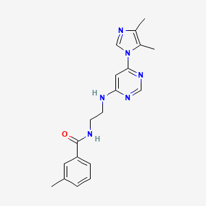 molecular formula C19H22N6O B5295497 N-(2-{[6-(4,5-dimethyl-1H-imidazol-1-yl)-4-pyrimidinyl]amino}ethyl)-3-methylbenzamide 