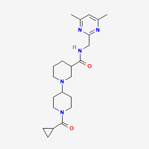 molecular formula C22H33N5O2 B5295504 1'-(cyclopropylcarbonyl)-N-[(4,6-dimethylpyrimidin-2-yl)methyl]-1,4'-bipiperidine-3-carboxamide 