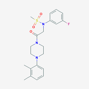 molecular formula C21H26FN3O3S B5295561 N-{2-[4-(2,3-dimethylphenyl)-1-piperazinyl]-2-oxoethyl}-N-(3-fluorophenyl)methanesulfonamide 