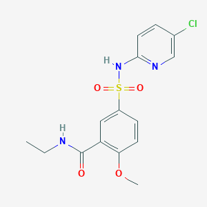 molecular formula C15H16ClN3O4S B5295570 5-{[(5-chloro-2-pyridinyl)amino]sulfonyl}-N-ethyl-2-methoxybenzamide 