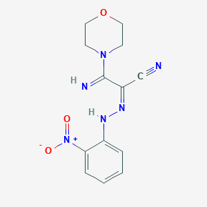 molecular formula C13H14N6O3 B5295596 3-imino-3-(4-morpholinyl)-2-[(2-nitrophenyl)hydrazono]propanenitrile 