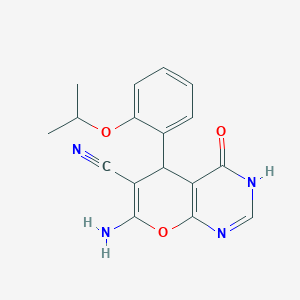 molecular formula C17H16N4O3 B5295603 7-amino-5-(2-isopropoxyphenyl)-4-oxo-1,5-dihydro-4H-pyrano[2,3-d]pyrimidine-6-carbonitrile 