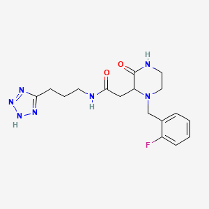 molecular formula C17H22FN7O2 B5295655 2-[1-(2-fluorobenzyl)-3-oxo-2-piperazinyl]-N-[3-(1H-tetrazol-5-yl)propyl]acetamide 