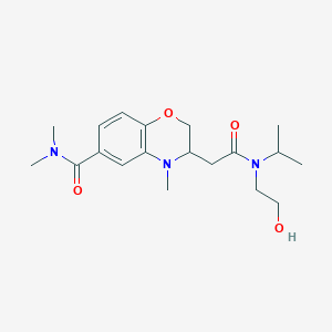 molecular formula C19H29N3O4 B5295694 3-{2-[(2-hydroxyethyl)(isopropyl)amino]-2-oxoethyl}-N,N,4-trimethyl-3,4-dihydro-2H-1,4-benzoxazine-6-carboxamide 