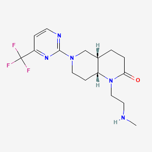 molecular formula C16H22F3N5O B5295695 rel-(4aS,8aR)-1-[2-(methylamino)ethyl]-6-[4-(trifluoromethyl)-2-pyrimidinyl]octahydro-1,6-naphthyridin-2(1H)-one hydrochloride 