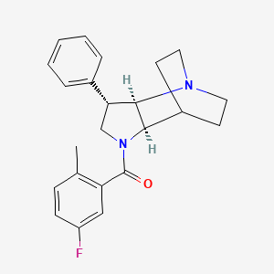 molecular formula C23H25FN2O B5295729 (2R*,3S*,6R*)-5-(5-fluoro-2-methylbenzoyl)-3-phenyl-1,5-diazatricyclo[5.2.2.0~2,6~]undecane 