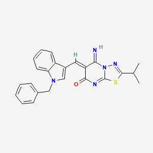 molecular formula C24H21N5OS B5295744 6-[(1-benzyl-1H-indol-3-yl)methylene]-5-imino-2-isopropyl-5,6-dihydro-7H-[1,3,4]thiadiazolo[3,2-a]pyrimidin-7-one 