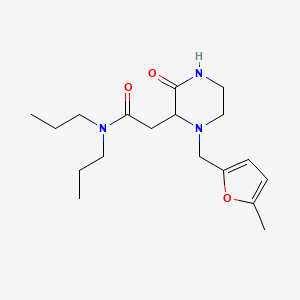 molecular formula C18H29N3O3 B5295775 2-{1-[(5-methyl-2-furyl)methyl]-3-oxo-2-piperazinyl}-N,N-dipropylacetamide 