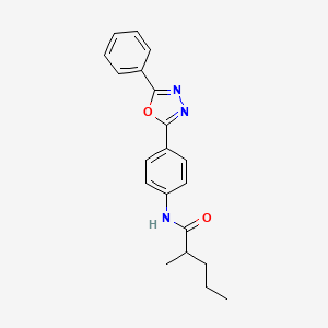 molecular formula C20H21N3O2 B5295809 2-methyl-N-[4-(5-phenyl-1,3,4-oxadiazol-2-yl)phenyl]pentanamide 