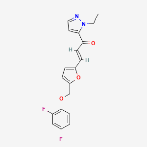 molecular formula C19H16F2N2O3 B5295829 3-{5-[(2,4-difluorophenoxy)methyl]-2-furyl}-1-(1-ethyl-1H-pyrazol-5-yl)-2-propen-1-one 