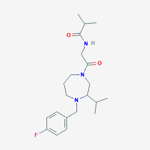 molecular formula C21H32FN3O2 B5295849 N-{2-[4-(4-fluorobenzyl)-3-isopropyl-1,4-diazepan-1-yl]-2-oxoethyl}-2-methylpropanamide 