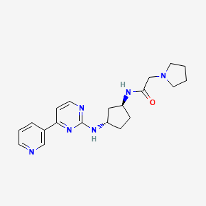 molecular formula C20H26N6O B5295875 N-((1S*,3S*)-3-{[4-(3-pyridinyl)-2-pyrimidinyl]amino}cyclopentyl)-2-(1-pyrrolidinyl)acetamide 