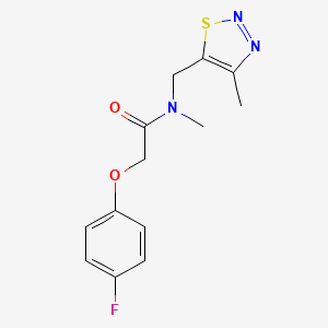 molecular formula C13H14FN3O2S B5295892 2-(4-fluorophenoxy)-N-methyl-N-[(4-methyl-1,2,3-thiadiazol-5-yl)methyl]acetamide 