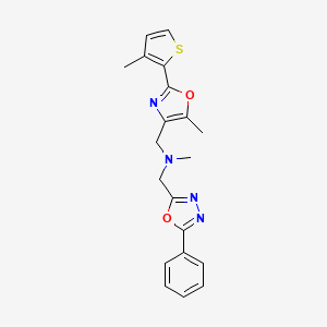 molecular formula C20H20N4O2S B5295899 N-methyl-1-[5-methyl-2-(3-methyl-2-thienyl)-1,3-oxazol-4-yl]-N-[(5-phenyl-1,3,4-oxadiazol-2-yl)methyl]methanamine 