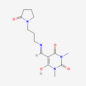 molecular formula C14H20N4O4 B5295930 1,3-dimethyl-5-({[3-(2-oxo-1-pyrrolidinyl)propyl]amino}methylene)-2,4,6(1H,3H,5H)-pyrimidinetrione 