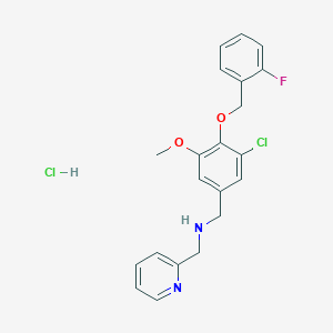 molecular formula C21H21Cl2FN2O2 B5295937 {3-chloro-4-[(2-fluorobenzyl)oxy]-5-methoxybenzyl}(2-pyridinylmethyl)amine hydrochloride 
