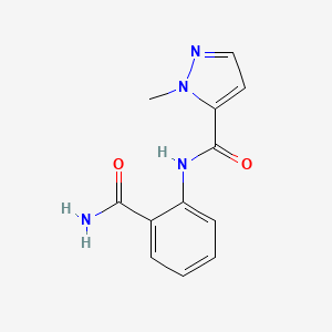 molecular formula C12H12N4O2 B5295945 N-[2-(aminocarbonyl)phenyl]-1-methyl-1H-pyrazole-5-carboxamide 