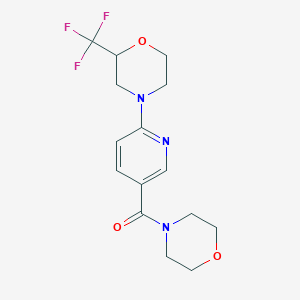 molecular formula C15H18F3N3O3 B5295951 4-[5-(morpholin-4-ylcarbonyl)pyridin-2-yl]-2-(trifluoromethyl)morpholine 