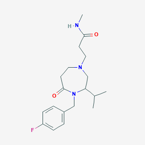 molecular formula C19H28FN3O2 B5295962 3-[4-(4-fluorobenzyl)-3-isopropyl-5-oxo-1,4-diazepan-1-yl]-N-methylpropanamide 