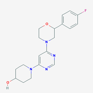 molecular formula C19H23FN4O2 B5295965 1-{6-[2-(4-fluorophenyl)morpholin-4-yl]pyrimidin-4-yl}piperidin-4-ol 