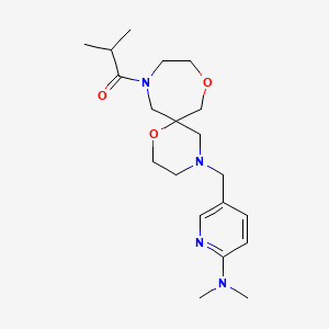 molecular formula C20H32N4O3 B5295968 5-[(11-isobutyryl-1,8-dioxa-4,11-diazaspiro[5.6]dodec-4-yl)methyl]-N,N-dimethylpyridin-2-amine 
