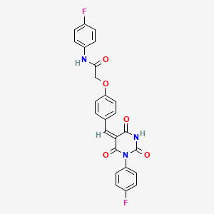 molecular formula C25H17F2N3O5 B5295981 N-(4-fluorophenyl)-2-(4-{[1-(4-fluorophenyl)-2,4,6-trioxotetrahydro-5(2H)-pyrimidinylidene]methyl}phenoxy)acetamide 