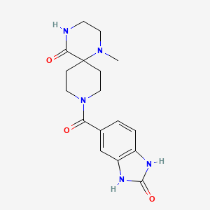 molecular formula C17H21N5O3 B5295986 1-methyl-9-[(2-oxo-2,3-dihydro-1H-benzimidazol-5-yl)carbonyl]-1,4,9-triazaspiro[5.5]undecan-5-one 