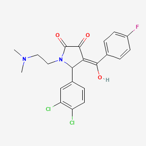 molecular formula C21H19Cl2FN2O3 B5296006 5-(3,4-dichlorophenyl)-1-[2-(dimethylamino)ethyl]-4-(4-fluorobenzoyl)-3-hydroxy-1,5-dihydro-2H-pyrrol-2-one 