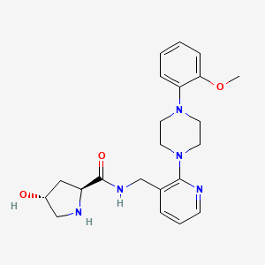 molecular formula C22H29N5O3 B5296018 (4R)-4-hydroxy-N-({2-[4-(2-methoxyphenyl)piperazin-1-yl]pyridin-3-yl}methyl)-L-prolinamide 