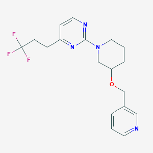 molecular formula C18H21F3N4O B5296026 2-[3-(pyridin-3-ylmethoxy)piperidin-1-yl]-4-(3,3,3-trifluoropropyl)pyrimidine 