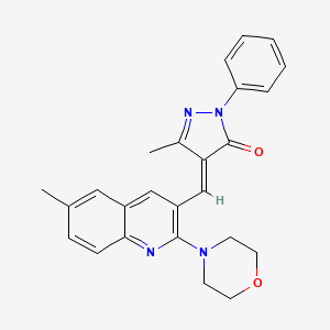 molecular formula C25H24N4O2 B5296032 5-methyl-4-{[6-methyl-2-(4-morpholinyl)-3-quinolinyl]methylene}-2-phenyl-2,4-dihydro-3H-pyrazol-3-one 