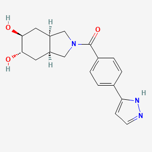 molecular formula C18H21N3O3 B5296066 (3aR*,5S*,6S*,7aS*)-2-[4-(1H-pyrazol-3-yl)benzoyl]octahydro-1H-isoindole-5,6-diol 