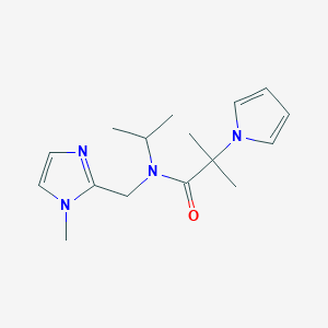 molecular formula C16H24N4O B5296071 N-isopropyl-2-methyl-N-[(1-methyl-1H-imidazol-2-yl)methyl]-2-(1H-pyrrol-1-yl)propanamide 