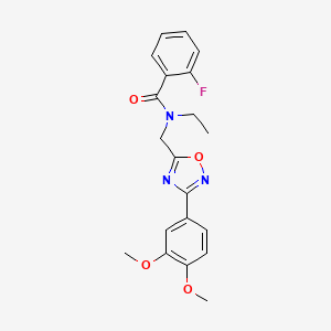 molecular formula C20H20FN3O4 B5296122 N-{[3-(3,4-dimethoxyphenyl)-1,2,4-oxadiazol-5-yl]methyl}-N-ethyl-2-fluorobenzamide 