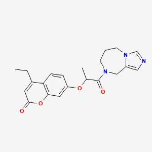 molecular formula C21H23N3O4 B5296148 7-[2-(6,7-dihydro-5H-imidazo[1,5-a][1,4]diazepin-8(9H)-yl)-1-methyl-2-oxoethoxy]-4-ethyl-2H-chromen-2-one 