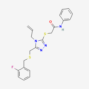 molecular formula C21H21FN4OS2 B5296201 2-[(4-allyl-5-{[(2-fluorobenzyl)thio]methyl}-4H-1,2,4-triazol-3-yl)thio]-N-phenylacetamide 