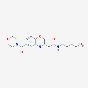molecular formula C20H29N3O5 B5296208 N-(4-hydroxybutyl)-2-[4-methyl-6-(morpholin-4-ylcarbonyl)-3,4-dihydro-2H-1,4-benzoxazin-3-yl]acetamide 