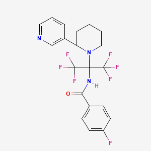 4-fluoro-N-[2,2,2-trifluoro-1-(2-pyridin-3-ylpiperidin-1-yl)-1-(trifluoromethyl)ethyl]benzamide