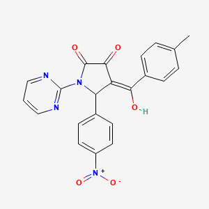 molecular formula C22H16N4O5 B5296269 3-hydroxy-4-(4-methylbenzoyl)-5-(4-nitrophenyl)-1-(2-pyrimidinyl)-1,5-dihydro-2H-pyrrol-2-one 