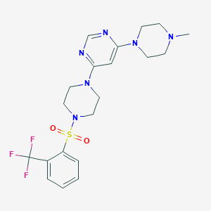 molecular formula C20H25F3N6O2S B5296289 4-(4-methyl-1-piperazinyl)-6-(4-{[2-(trifluoromethyl)phenyl]sulfonyl}-1-piperazinyl)pyrimidine 