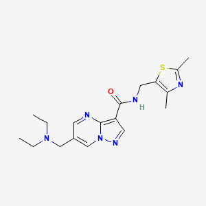 molecular formula C18H24N6OS B5296308 6-[(diethylamino)methyl]-N-[(2,4-dimethyl-1,3-thiazol-5-yl)methyl]pyrazolo[1,5-a]pyrimidine-3-carboxamide 