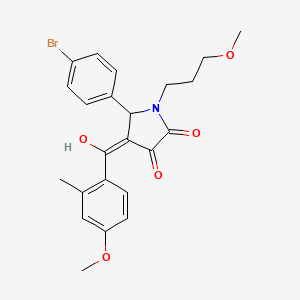 molecular formula C23H24BrNO5 B5296328 5-(4-bromophenyl)-3-hydroxy-4-(4-methoxy-2-methylbenzoyl)-1-(3-methoxypropyl)-1,5-dihydro-2H-pyrrol-2-one 