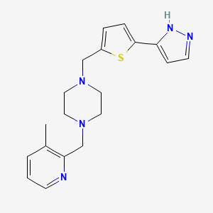 molecular formula C19H23N5S B5296335 1-[(3-methyl-2-pyridinyl)methyl]-4-{[5-(1H-pyrazol-3-yl)-2-thienyl]methyl}piperazine 
