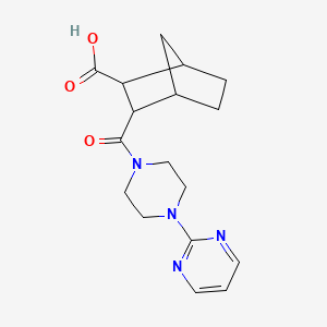 molecular formula C17H22N4O3 B5296346 3-{[4-(2-pyrimidinyl)-1-piperazinyl]carbonyl}bicyclo[2.2.1]heptane-2-carboxylic acid 
