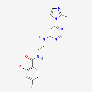 molecular formula C17H16F2N6O B5296347 2,4-difluoro-N-(2-{[6-(2-methyl-1H-imidazol-1-yl)-4-pyrimidinyl]amino}ethyl)benzamide 