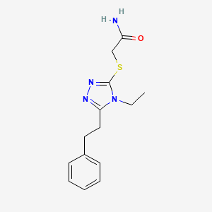 molecular formula C14H18N4OS B5296355 2-{[4-ethyl-5-(2-phenylethyl)-4H-1,2,4-triazol-3-yl]thio}acetamide 