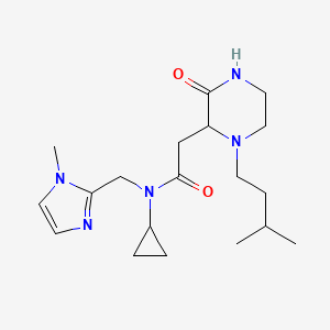molecular formula C19H31N5O2 B5296371 N-cyclopropyl-2-[1-(3-methylbutyl)-3-oxo-2-piperazinyl]-N-[(1-methyl-1H-imidazol-2-yl)methyl]acetamide 