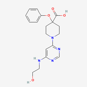 molecular formula C18H22N4O4 B5296380 1-{6-[(2-hydroxyethyl)amino]pyrimidin-4-yl}-4-phenoxypiperidine-4-carboxylic acid 