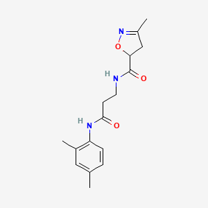 molecular formula C16H21N3O3 B5296388 N-{3-[(2,4-dimethylphenyl)amino]-3-oxopropyl}-3-methyl-4,5-dihydroisoxazole-5-carboxamide 