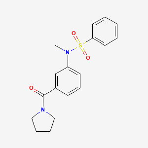 molecular formula C18H20N2O3S B5296391 N-methyl-N-[3-(1-pyrrolidinylcarbonyl)phenyl]benzenesulfonamide 